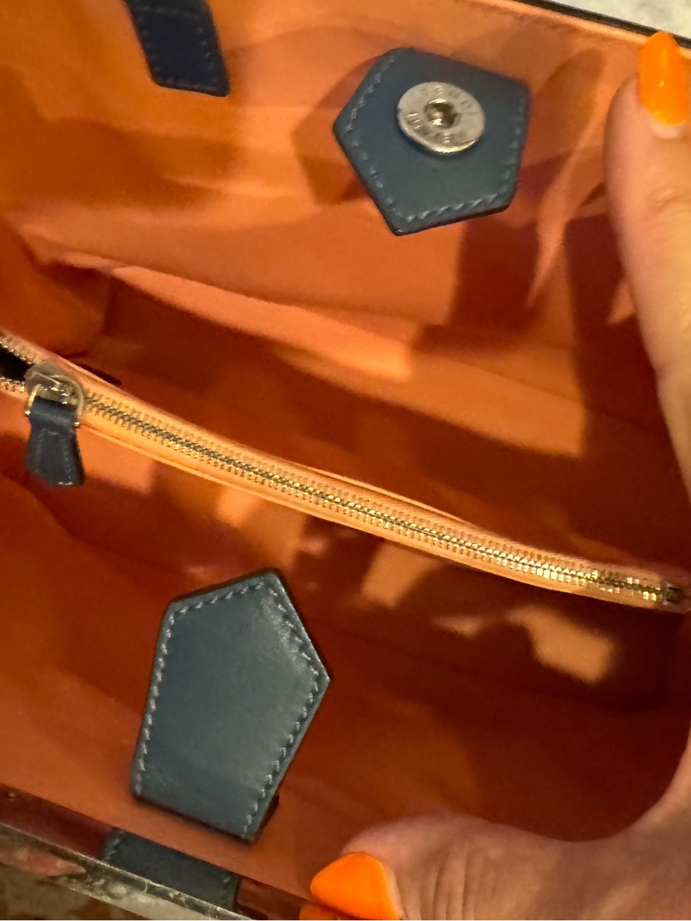 Fendi 2Jours Petite Blue Leather Top-Handle Crossbody Bag - Picture 7 of 16